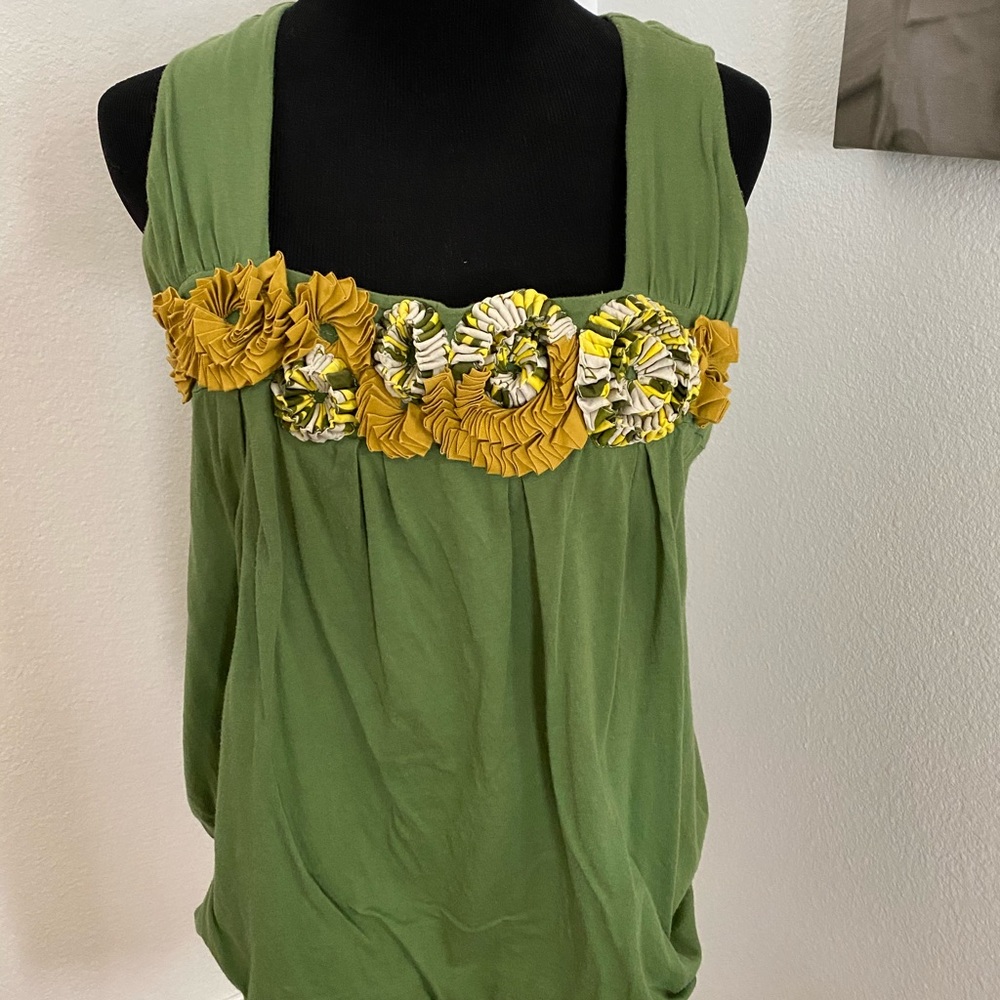 Anthropologie Green Top Size Small